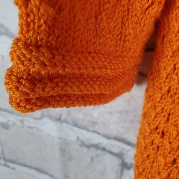 Vintage Hand Knit Cardigan Swing Style Orange No Size Tags - Picture 4 of 8